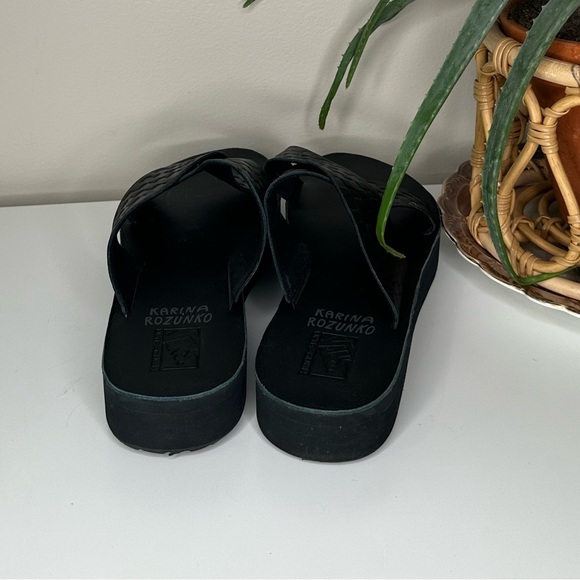 Vans Karina Rozunko Strap Mega Platform Sandal Black Woven Leather Woman 10 New - Picture 4 of 13
